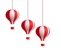 3 pcs Hot Air Balloon Decorations 16" (40cm) Hot Air Balloon Decor Hanging Party Lanterns Paper Nursery Lampshade Baby Class Room School Home Decorations (Red)