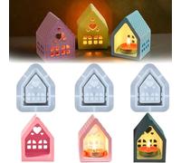 3 Pcs House Shaped Candle Molds 3D House Candle Holder Mold with Window and Heart Art House Candle Molds for Candle Making DIY Silicone Candle Molds for Gifts Home Decor Candles Soap Plaster Crafts
