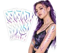 3 Pcs Hunters Rainbow Abstract Lightning Tattoo Stickers, Shimmering Demon Temporary Body Tattoos For Men And Women, For Parties, Music Events, Festivals, And Trendy Personal Style