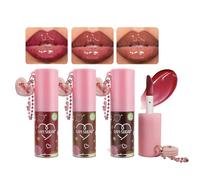 3 Pcs Hydrating Gloss Set, Jelly Lip Tint Gloss Plumping Lip Gloss for Women Natural Moisturizing Shine Brown Lipgloss Glossy Liquid Lipstick