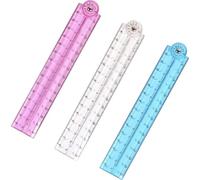 3 Pcs HYMC Folding Ruler, Folding Ruler 30cm, Clear Foldable Ruler for School Student, Easy Read Reusable 30cm Ruler Foldable for Mathematics Daily Learning Geometry