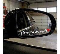 3 PCS I Love You Drive Safe Mirror Stickers Rear View Mirror Sticker Heart Car Window Decals with Red Heart - Christmas Valentines Day Gifts for Family/Her/Him (White)