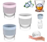 (3 Pcs) Ice Ball Maker Mold,Large Ice Ball Mould - Premium Silicone Sphere Ice Mold with Easy Release & Slow-Melting for Bourbon Whiskey Cocktails,Milk, Juice, Chocolate, Stackable