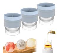 3 PCS Ice Ball Maker Mold - Premium Silicone Sphere Ice Mold with Easy Release & Slow-Melting for Bourbon Whiskey Cocktails, Stackable