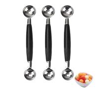 3 Pcs Ice Cream Scoop,Melon Baller,Cookie Potato Double Sided Round Balls Fruit Spoon Tool,Stainless Steel Ice-Cream Cone Dessert Scooper for Mash Digging Fruits Watermelon Meatball Ballers Maker