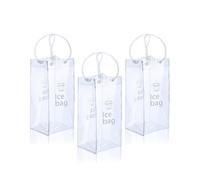 3 Pcs Ice Wine Bag, PVC Wine Pouch Bags with Handle Clear Wine Cooler Bag for Cold Beer, Drinks, Outdoor Party Camping Pubs