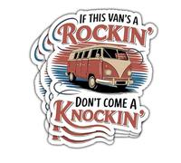 3 Pcs If This Van's a Rockin' Don't Come a Knockin' Sticker, Car Retro Stickers Die-Cut Waterproof Vinyl Sticker for Laptop Phone Window Helmet 3"x3"