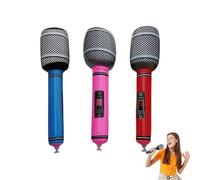 3 Pcs Inflatable Microphone Set,Blow Up Microphones,Toy Fake Mic Instruments,Pink Parties,for Kids/Adults Birthday,Eurovision Party Decorations,Music Pretend Play Supplies Gifts Musical Accessories