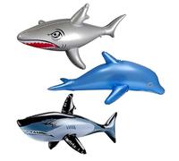 3 Pcs Inflatable Shark, Pool Inflatables For Aquatic Activities, Large Sharks Pool Toys, Inflatable Pool Toys Set With Shark And Dolphin Designs