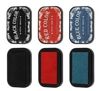 3 PCS Ink Pad Set, Red Black and Blue Stamp Pads for Crafting and Document Use, Fingerprint Ink Pads for Office and Home, Reusable Ink Stamp Pads for Various Surfaces