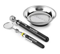 3 Pcs Inspection Pick-up Tool Set - Telescoping Inspection Mirror, Magnetic Parts Tray and Extendable Magnet Pick-up Tool