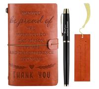 3 Pcs Inspirational Gifts Employee Appreciation Gift Bulk Motivational Leather Notebook Thank You Pen Card Farewell Retirement Thank You Gifts for Colleagues Volunteer Teacher Coworker Graduation Gift