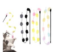 3 Pcs Interactive Cat Wand Toys, 11.3 Inches Mixed Color Cat Feather Toys with Retractable Teaser Interactive Cats Wand Toy Flirt Pole Cats Toy for Indoor Adult Kitten for Play Exercise Fun
