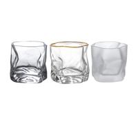 3 Pcs Irregular Glass Whiskey Cups Twisted Surface Cocktail Drinkware | High Transparency, Multipurpose Design for Juice, Beer and Home Bar Entertaining, Stylish Presentation for Guests