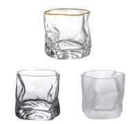 3 Pcs Irregular Whiskey Glasses Glass Twisted Beer Cups for Home Bar | Glass Material, Twisted Line Surface, Comfortable Grip, Stable Practical Shape, Suitable for Juice, Hotels