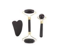 3 Pcs Jade Roller & Gua Sha Set, Facial Roller Massager, Jade Stone Gua Sha Scraping Massager for Men Women Rejuvenate Face Neck Remove Wrinkles Eye Puffiness