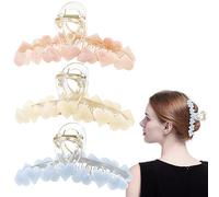 3 PCS Jelly Heart Shaped Hair Clips, Nonslip Large Hair Clips for Thick and Thin Hair Strong Hold Big Hair, Sweet Pretty Acrylic Hearts Claw Clip Hair Accessories