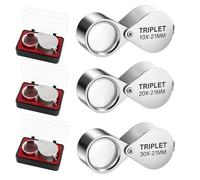 3 Pcs Jewellers Loupe, 10x, 20x & 30x Folding Handheld Jewellers Magnifying Glass, Jewellery Magnifying Glass for Jewellery Identification, Insects Observation, Newspaper Books Reading