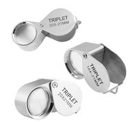 3 Pcs Jewellers Loupe, Jewellers Loop, Jewellers Magnifying Glass, Pocket Magnifying Glass, Folding Pocket Magnifier Jewellers Loupe For Hobbies Geology Gems Rocks Stamps Coin Collecting