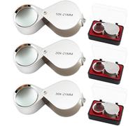 3 Pcs Jewellers Loupe, Jewellery Magnifier with 10X/20X/30X Magnification, Folding Hand Lens, Magnifying Glass for Jewelry Identification, Watch Repair, Coin Collection, Reading