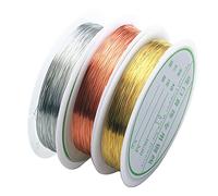 3 PCS Jewelry Making Wire, 0.3mm Jewelry Wire Tarnish Resistant Bare Copper Silver Bendy Craft Wire Gold Beading Thread Cord Wires for Jewellery Making Ring Supplies Diy (15m Per Roll)
