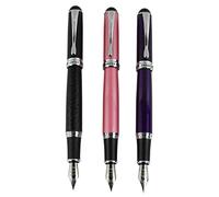 3 PCS Jinhao X750 Fountain Pen Medium 18KGP Nib in 3 Colors(Black, Purple, Pink) with Transparent Pen Pouch