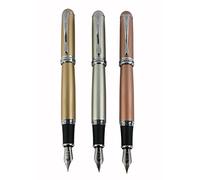 3 PCS Jinhao X750 Fountain Pen Medium 18KGP Nib in 3 Colors(Gold, Silver, Rose Gold) with Transparent Pen Pouch