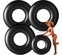 3 Pcs Jumbo Inflatable Pool Float 47.24 Inches Swimming Ring Pool Floats White Inflatable Float Tube for Adult Summer Vacation Beach River Bachelorette Wedding Party Supplies (White)(Black,3)