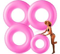 3 Pcs Jumbo Inflatable Pool Float 47.24 Inches Swimming Ring Pool Floats White Inflatable Float Tube for Adult Summer Vacation Beach River Bachelorette Wedding Party Supplies (White)(Rose Red,3)
