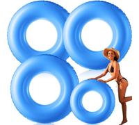 3 Pcs Jumbo Inflatable Pool Float 47.24 Inches Swimming Ring Pool Floats White Inflatable Float Tube for Adult Summer Vacation Beach River Bachelorette Wedding Party Supplies (White)(Blue,2)