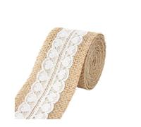 3 Pcs Jute Burlap Ribbon with White Lace Trim Rustic Vintage Wedding Decor Party Gift Packaging Tape for Gift Wrapping Florist(Style 31)