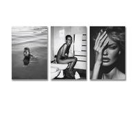 3 PCS Kate Moss Poster Kate Moss Poster Black And White Decolorized Art Poster Kate Moss Poster Black And White Desaturated Poster Poster Wall Art Canvas Posters Room Decorative Aesthetic Poster Print