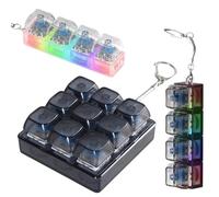 3 PCS Keyboard Fidget, 4 Key Fidget Keyring with LED Lights, Clinky Stress Relief Fidget Keyboard for Adults Anxiety Adhd Fidget Keyboard with Carabiner(Black+White)