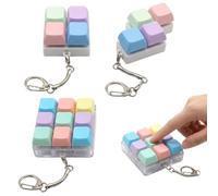 3 PCS Keyboard Fidget, Clicker Fidget Decor Set, Macaron Coloured Stress Relief Buttons with Nine Key and Patterned Keyboards, Portable Desk Ornament for Focus and Relaxation