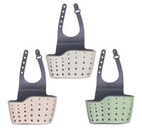 3 Pcs Kitchen Sink Sponge Holder, Portable Sink Shelf, Hanging Strainer Organizer Storage Bag with Adjustable Strap and Drain Holes for Dryin