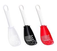 3 Pcs Kitchen Spoon Set, Multifunction Cooking Spatula, Plastic, Red White Black, 6-in-1 with Long Handle, for Mashing, Grinding, Draining, Stirring, Scooping, Potato, Garlic, Egg
