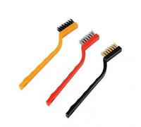 3 Pcs Kitchen Stove Cleaning Brush Set, Brass/Stainless Steel/Soft Nylon Bristle Brushes for Stubborn Stains, Rust, Grease, Long Handle with Hanging Hole for Pots, Pans, Range Hood, Sink