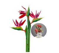 3 Pcs Large Bird of Paradise 29" Permanent Plants, Strelitzia Imitating Tropical Plants, Soft Rubber PU, Artificial Flowers for Home Office, Stem 0.3" (Red)