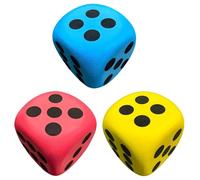 3 Pcs Large Foam Dices, 6cm Round Big Soft Dice, Large Dice, Giant Foam Dices for Party Activities, Family Games and Classroom Maths Activities (Red, Yellow, Blue)