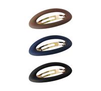 3 Pcs Large Oval Elegant Snap Hair Clips - Big Flat Solid Color Matte French Barrettes - Fashion Hair Accessories