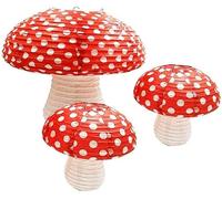 3 Pcs Large Red Mushroom Paper Lanterns Easter Decorations Forest Jungle Wonderland Theme Boys Birthday Toadstools Baby Shower Cottage Patio Decorations