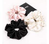 3 Pcs Large Scrunchies for Women's Hair Silk Satin Extra Big Scrunchie Both for Thick Hair or Thin Hair Curl Hair No Crease Jumbo Ponytail Holder No Hurt Your Hair for Sleep