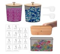 3 PCS Laundry Pods Storage Container Set - Plastic Square & Round Laundry Storage Containers with Lid, 16 Labels & 2 Spoons, High-Capacity Washing Powder/Pods Organizer for Laundry Room