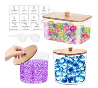 3 PCS Laundry Storage Containers, High-Capacity Plastic Washing Powder Storage Laundry Detergent Storage with Lids Labels Spoons Laundry Jars Dryer Sheet Holder Laundry Pods Container for Washing Pods