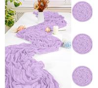 3 PCS Lavender Table Runner,90x300cm Cheesecloth Table Runners,Romantic Sheer Tablerunner,10FT Gauze Boho Table Runner,Rustic Cheese Cloth Table Runner for Wedding Party Bridal Shower Table