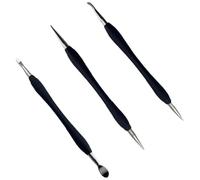 3 Pcs Leather Carving Tools Kit, DIY Leathercraft Modeling Tools, Dual-Head Design with Multiple Tip Shapes for Leather Shaping, Embossing, Crafting, Black