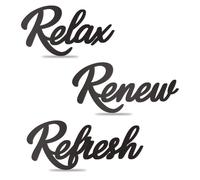3 PCS Letter Sign Black Wooden Relax Refresh Renew Bathroom Sign Black Wall Art Wall Decor Farmhouse Wall Decorations for Home Living Room Any Room Bathroom Signs