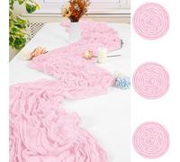 3 PCS Light Pink Table Runner,90x300cm Cheesecloth Table Runners,Romantic Sheer Tablerunner,10FT Gauze Boho Table Runner,Rustic Cheese Cloth Table Runner for Wedding Party Bridal Shower Table