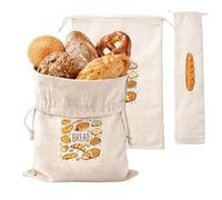 3 PCS Linen Bread Bags for Homemade Bread, Bread Storage Bags to Keep Bread Fresh, Reusable Homemade Breads Storage, With Drawstring - 40x30cm