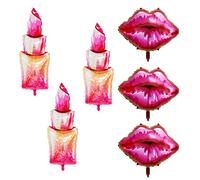 3 Pcs Lipstick Balloons With 3 Pcs Red Lip Balloons - Makeup Decor for Hen Party, Wedding Bridal Shower, Bachelorette Party, Hen Do Decorations